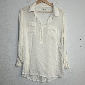 ANA Womens Large White‎ Collared Blouse Top NWT